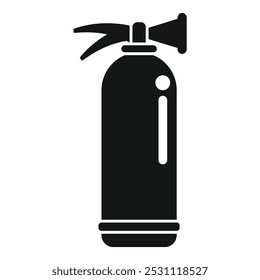 Fire extinguisher standing up presenting its side in black and white silhouette icon