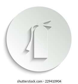fire extinguisher symbol sign - vector icon with shadow on a round button