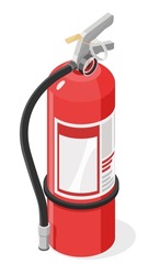fire extinguisher tank isometric isolated cartoon illustration on white background