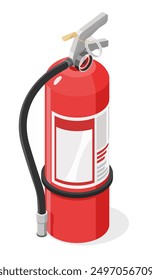 fire extinguisher tank isometric isolated cartoon illustration on white background