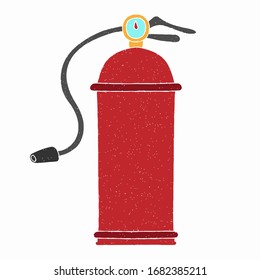 fire extinguisher vector design. digital hand drawn style. grain texture