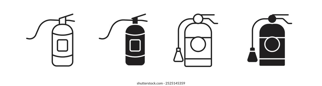 Vetor extintor de incêndio preenchido e coleção de ícones contornados
