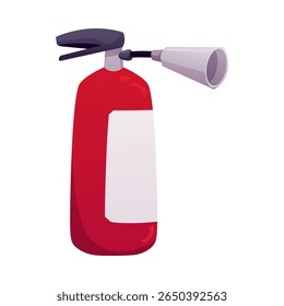 Ícone plano do vetor do extintor de incêndio. Extintor de incêndio de dióxido de carbono com bocal. Equipamento portátil de extinção de incêndios vermelhos para emergências de incêndio. Ferramenta de segurança profissional isolada no fundo branco