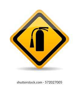Fire extinguisher vector glossy sign isolated on white background
