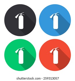 fire extinguisher vector icon - colored(gray, blue, green, red) round buttons with long shadow