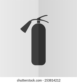 Fire extinguisher vector icon. Effect of folded paper. Flat design