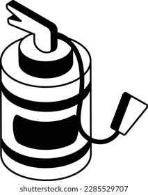 Fire extinguisher Vector Icon isometric Design, Motor Vehicle Service and automobile repair shop Symbol, Lorry spare parts Sign, automotive technician equipment Emergency fire control device Concept
