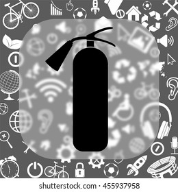 fire extinguisher vector icon - matte glass button on background consisting of different icons