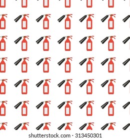 fire extinguisher vector icon seamless pattern, tiling ornament on white.