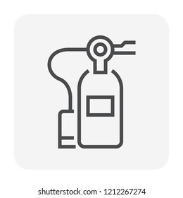 Fire extinguisher vector icon. Security or safety equipment with cylinder bottle tank include chemical i.e.carbon dioxide co2 for firefighter rescue in emergency, protection, prevention fire. 64x64 px