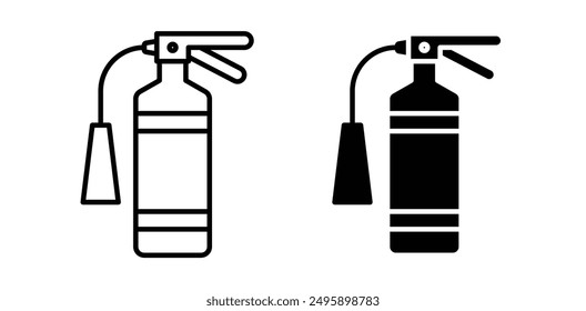 Fire extinguisher vector icon set in black color.