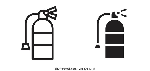 Fire extinguisher vector icon set in black color.