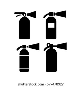 Fire extinguisher vector icon set illustration on white background. Fire safety concept idea images.