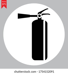 Feuerlöscher, Vektorsymbol, Schwarzer Feuerlöscher, Vektorsymbol der Feuerlöschschlauch.