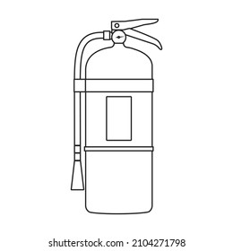 Icono vectorial del extintor de incendios.Icono del vector de contorno aislado en la extinción de incendios de fondo blanco.