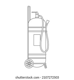 Icono vectorial del extintor de incendios.Icono del vector de contorno aislado en la extinción de incendios de fondo blanco.