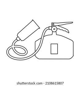 Icono vectorial del extintor de incendios.Icono del vector de contorno aislado en la extinción de incendios de fondo blanco.