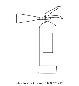 Icono vectorial del extintor de incendios.Icono del vector de contorno aislado en la extinción de incendios de fondo blanco.