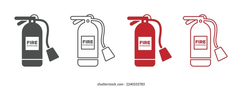 Fire extinguisher vector icons collection isolated on white background. Vector fire extinguisher sign
