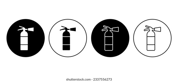 Iconos vectoriales del extinguidor de incendios establecidos. Símbolo del tanque de extinguidor en círculo