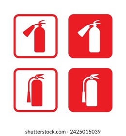 Fire extinguisher vector icons set. Labels extinguisher on a white background. 