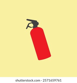 Fire extinguisher vector illustration isolated on yellow background. Fire protection safety