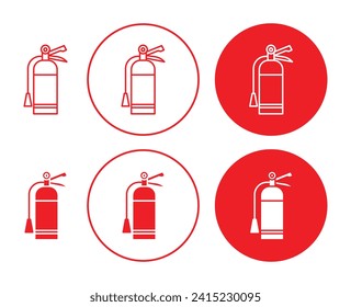 Juego de Ilustración del Vector Extinguisher de Fuego. Signo de herramienta de extinción de incendios de seguridad adecuado para aplicaciones y estilo de diseño de interfaz de usuario de sitios web.