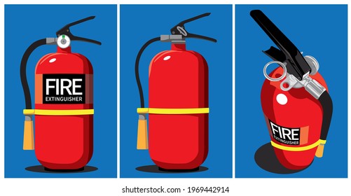 Fire extinguisher vector illustrations of various angles