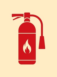 fire extinguisher vector, fire killer, fire reel hose on isolated background. Fire extinguisher icon in flat  icon design