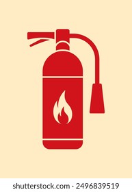 fire extinguisher vector, fire killer, fire reel hose on isolated background. Fire extinguisher icon in flat  icon design