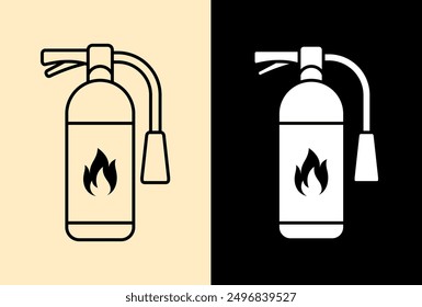 fire extinguisher vector, fire killer, fire reel hose on isolated background. Fire extinguisher icon in flat  icon design