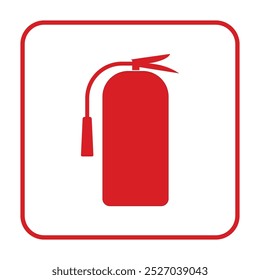 Vetor de extintor de incêndio, bombeiro, mangueira de carretel de incêndio em fundo isolado. Ícone de extintor de incêndio em design de ícone plano.