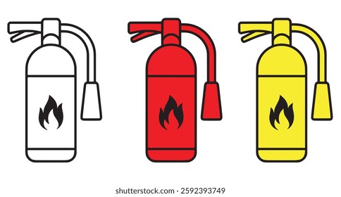 fire extinguisher vector, fire killer, fire reel hose on isolated background. Fire extinguisher icon in flat icon design.