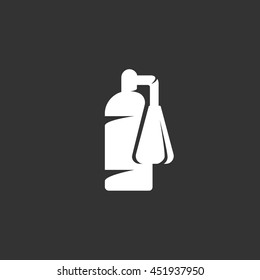 Fire extinguisher vector logo isolated on a black background. Icon silhouette design template. Simple symbol concept in flat style. Abstract sign, pictogram for web, mobile and infographics