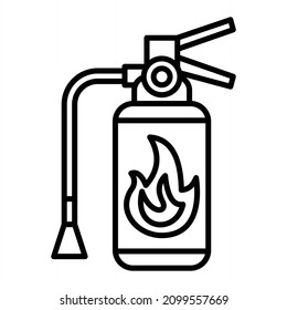 Fire Extinguisher Vector Outline Icon Isolated On White Background
