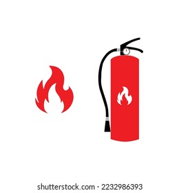 fire extinguisher vector, Red fire, fire extinguisher