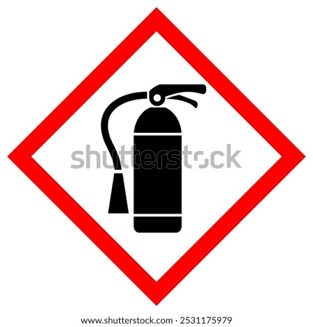 Fire extinguisher vector rhombus sign isolated on white background. Firefighting red symbol to indicate keeping place of fireextinguisher 