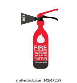 Fire extinguisher (Vector Fire Safety Extinguisher with warning text)