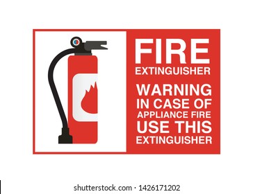 Fire extinguisher (Vector Fire Safety Extinguisher with warning text)