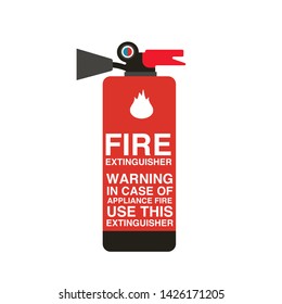 Fire extinguisher (Vector Fire Safety Extinguisher with warning text)