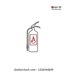 Fire extinguisher - vector thin line icon on white background. Symbol for web, infographics, print design and mobile UX/UI kit. Vector illustration, EPS10.