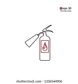 Fire extinguisher - vector thin line icon on white background. Symbol for web, infographics, print design and mobile UX/UI kit. Vector illustration, EPS10.
