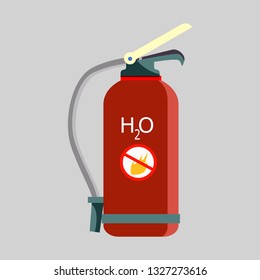 Fire extinguisher. Water, red balloon, equipment. Fire safety concept. Vector illustration can be used for topics like firefighter, safeguard, camping