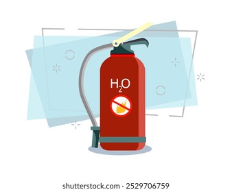 Fire extinguisher. Water, red balloon, equipment. Fire safety concept. Vector illustration can be used for topics like firefighter, safeguard, camping