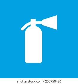 Fire extinguisher web white icon isolated on a blue background. Vector symbol