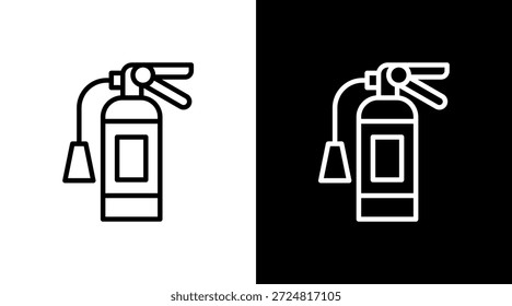 Design do conjunto de ícones brancos do extintor de incêndio