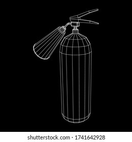 Fire extinguisher. Wireframe low poly mesh vector illustration.