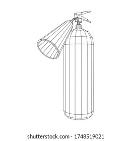 Fire extinguisher. Wireframe low poly mesh vector illustration.