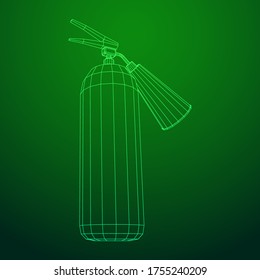 Extintor de incendios. Ilustración vectorial de malla baja de malla de malla de alambre.