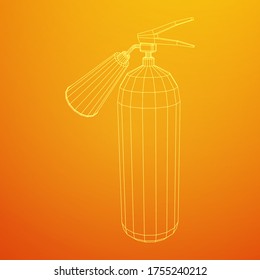 Fire extinguisher. Wireframe low poly mesh vector illustration.